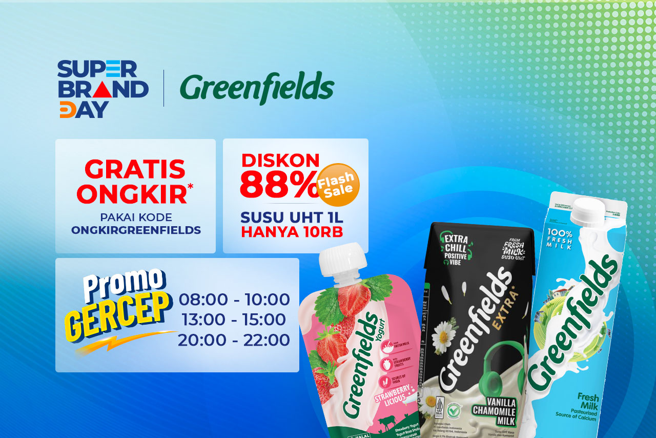 Super Brand Day Grenfields: Nikmati Diskon 50%, Flash Sale,dan Repost & Win Berhadiah! 